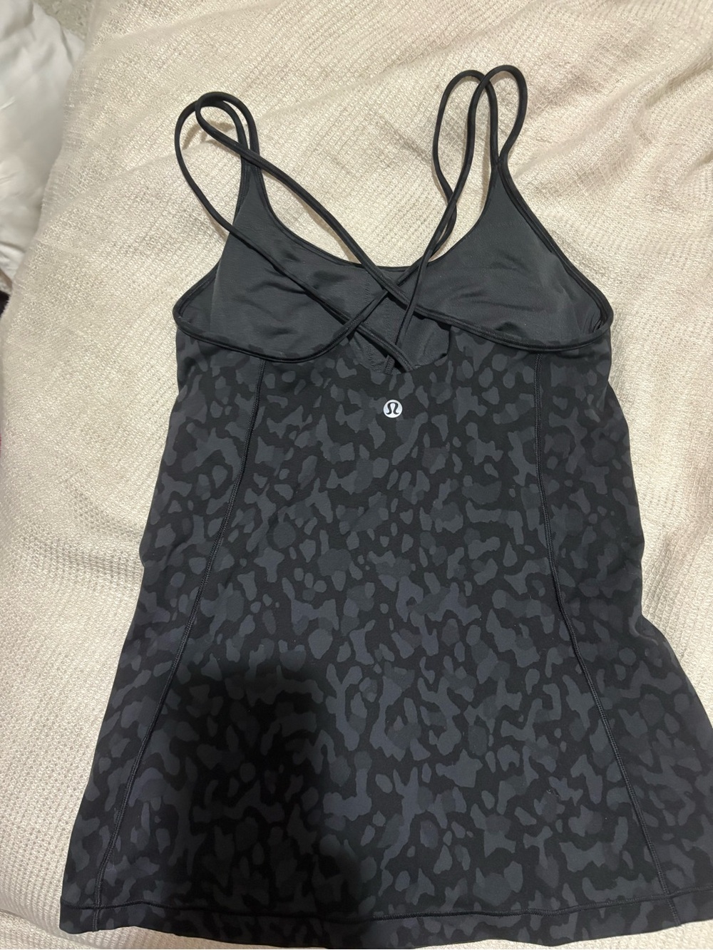 lululemon athletica Black Charcoal Leopard-Print Strappy Tank